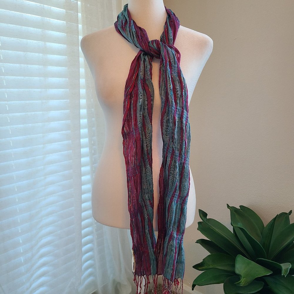 Magenta and Metallic Teal Scarf
